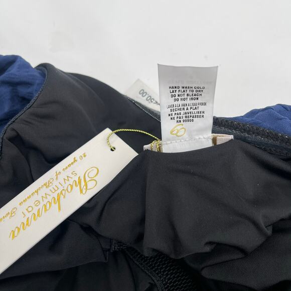 SHOSHANNA Swimsuit Size 4 One Piece Navy One Shoulder Ruffle Textured NWT Swim - Picture 6 of 16